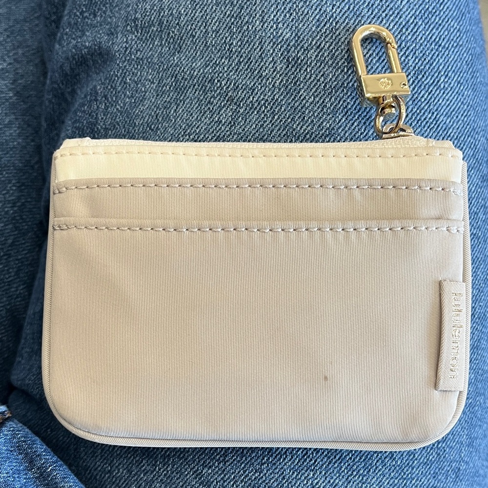 lululemon athletica cream/gray Compact Zip Wristlet with Gold Hardware EUC!๐ - Picture 2 of 3